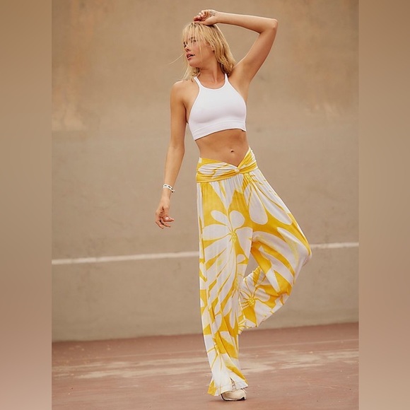 Free People Movement Just Breathe Printed Wide Leg Pants - Picture 3 of 6